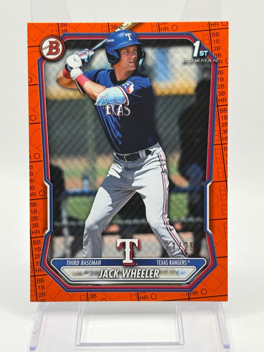 2026 Bowman Jack Wheeler 1st Bowman Orange Border Pattern 21/25 SP Texas Rangers